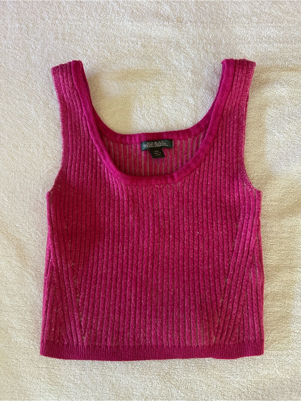 wild fable Bright Fuchsia Ribbed Crop Tank